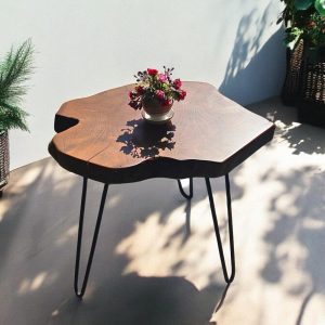 Live Edge Walnut Coffee Table, Rustic Round Wood Side Table, Handcrafted Unique Rustic Coffee & Side Tables