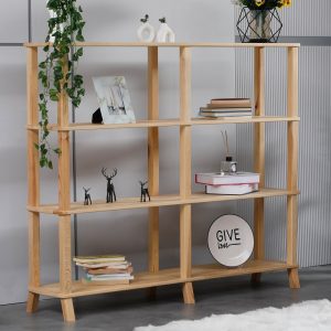 Modern Minimalist Wood Bookshelf, Multipurpose Storage Unit, Natural Solid Pine Open Shelf Bookcase for Home Office Decor, Durable Design