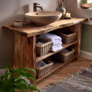 Solid Rustic Bathroom Vanity - Custom Handcrafted Farmhouse Small Live Edge Reclaimed and Barn Wood Vanities - Unique Design- Home Decor