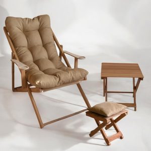 Premium Wooden Patio Chair with Armrest, Adjustable Garden Sun Lounger, Comfortable Outdoor Deck Chair, Balcony Chair, Foldable Wooden Chair