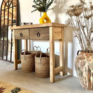 Narrow Console Table with Drawers, Reclaimed Wood Console Table, Rustic Console Table Narrow, Entryway Console Reclaimed Oak Furniture