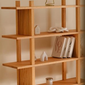Oak Wood Bookshelf  Solid Wooden Bookcase Living Room Storage Bedroom Shelves Office  Entryway organization Open Shelving Custom Bookshelves