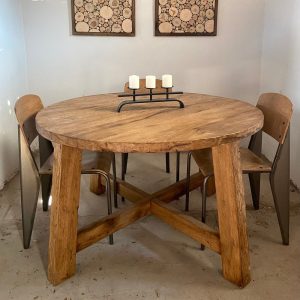 Wood Kitchen Table Rustic Farmhouse Furniture, Round Farmhouse Table Oak, Round Wood Dining Table Oak