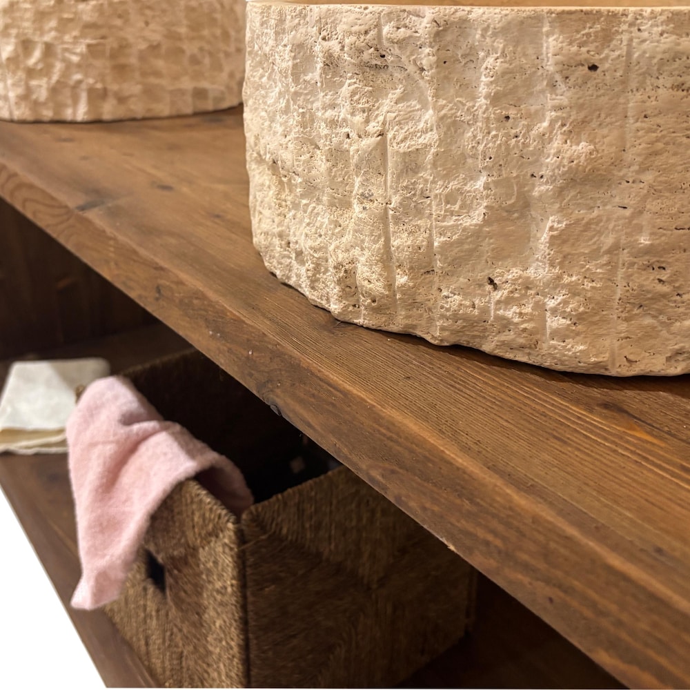 Custom Handmade Rustic Wooden Bathroom Vanity - Farmhouse Style Sink Shelf with Live Edge Reclaimed Handcrafted cabinet Wood Country Style - Image 2