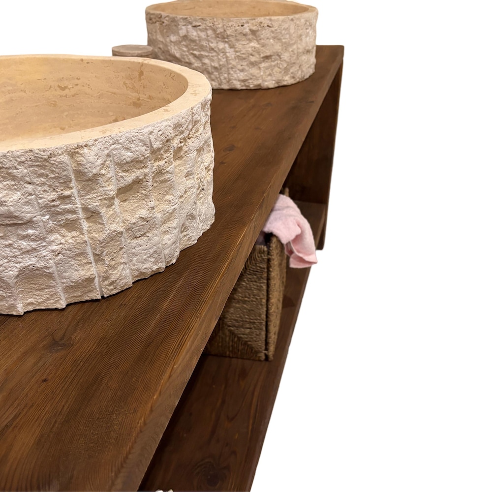 Custom Handmade Rustic Wooden Bathroom Vanity - Farmhouse Style Sink Shelf with Live Edge Reclaimed Handcrafted cabinet Wood Country Style - Image 7