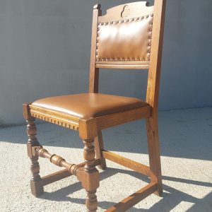 Vintage Dining Chair / Rustic Dining Chair/ Vintage Cottage Chair/ Massive and Leather Chair/ Retro Chair/ MCM Chair/ Rustic Design/70's