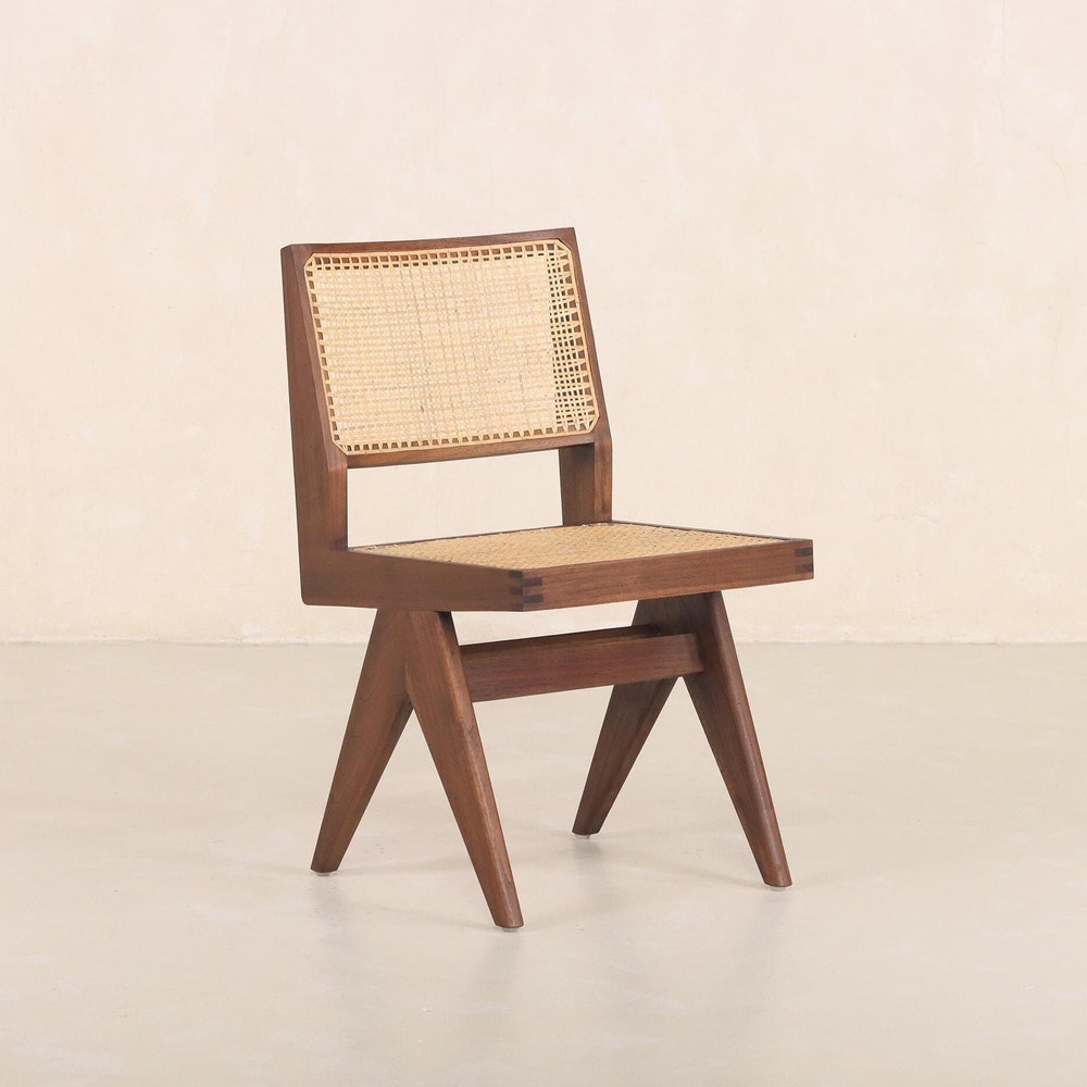 Chandigarh Capitol Cane Chair - Teak and Handwoven Rattan - Image 4
