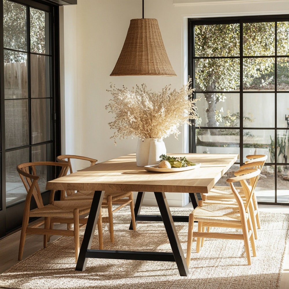 The Allen White Oak Dining Table, Rustic Kitchen Table, Solid Wood, Wooden Dining Table, Mid Century, Farmhouse, Dine Table - Image 3