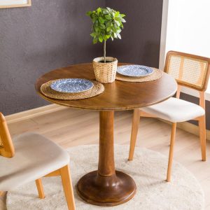 Round Dining Table with Tulip Leg Solid Walnut Wood Table, 2 to 6 Seat Person Dining Room Table, Circular Table Kitchen Diningroom Furniture