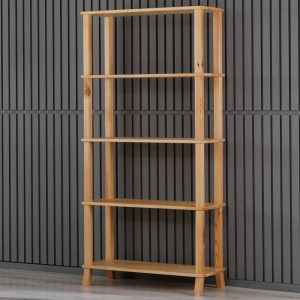 Modern Wooden Bookcase with Open Shelves, Natural Solid Wood Storage Unit, Minimalist for Kitchen Decor, Eco Friendly Bookshelf Organizer
