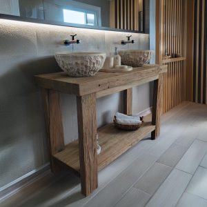 Handmade Rustic Bathroom Vanity - Reclaimed Wood Sink Table - Farmhouse Style Bathroom Decor - Solid Wood Bathroom Cabinet-Mother’s Day Gift