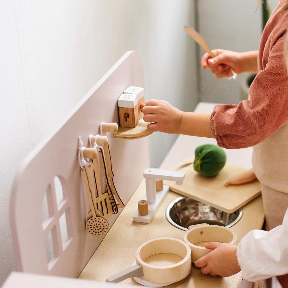 Wooden Montessori Kids Kitchen Playset - Imagination Station for Little Cooks, Christmas Gift Toddler Girl, First Birthday, Pretend Play Set - Image 5