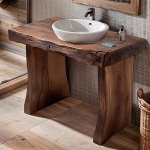 Solid Rustic Bathroom Vanity - Custom Handcrafted Farmhouse Small Live Edge Reclaimed and Barn Wood Vanities - Unique Design- Home Decor