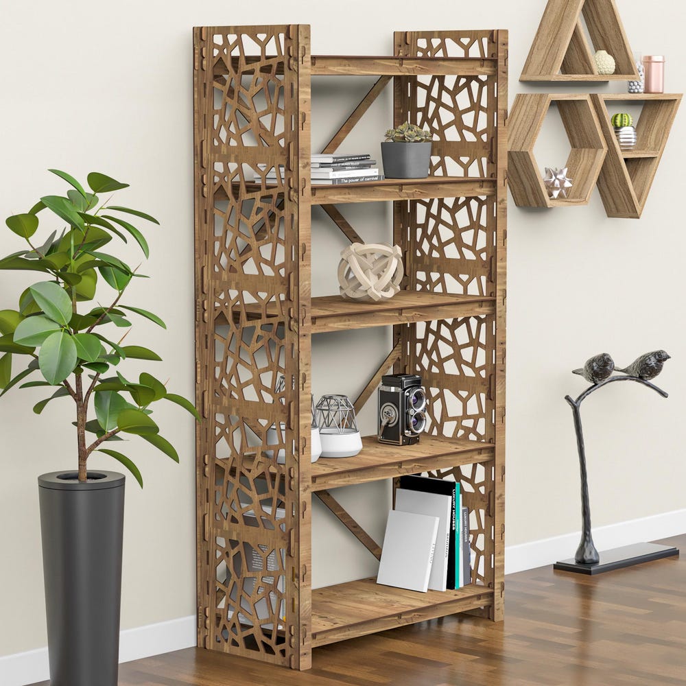 Wooden Bookshelf Bookcase Bookshelves Wooden Shelf Book Shelf "STONE" Hexagonica - Image 5