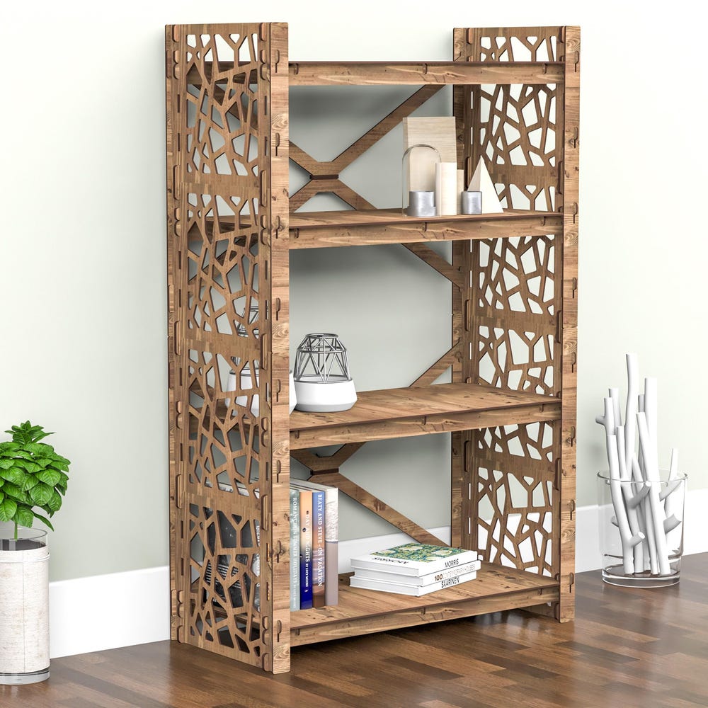 Wooden Bookshelf Bookcase Bookshelves Wooden Shelf Book Shelf "STONE" Hexagonica - Image 7