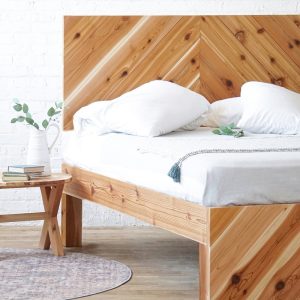 The Long Canyon Bed Frame with Footboard - Natural Chevron Headboard - Platform Bed Frame - Handmade in USA
