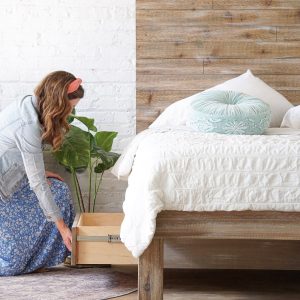 Boswell Stow Bed - Storage Bed - Platform Bed Frame & Headboard - Drawers - Cedar Barn Wood Style -Rustic Modern - Handmade in USA