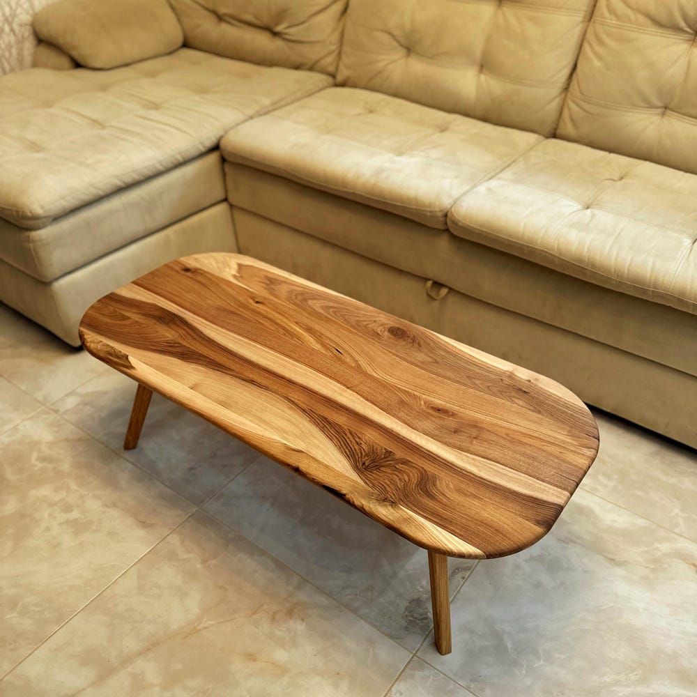 Coffee table - Walnut wood coffee table - Aesthetic coffee table - Unique coffee table-Minimalist coffee table - Scandi-style coffee table - Image 5