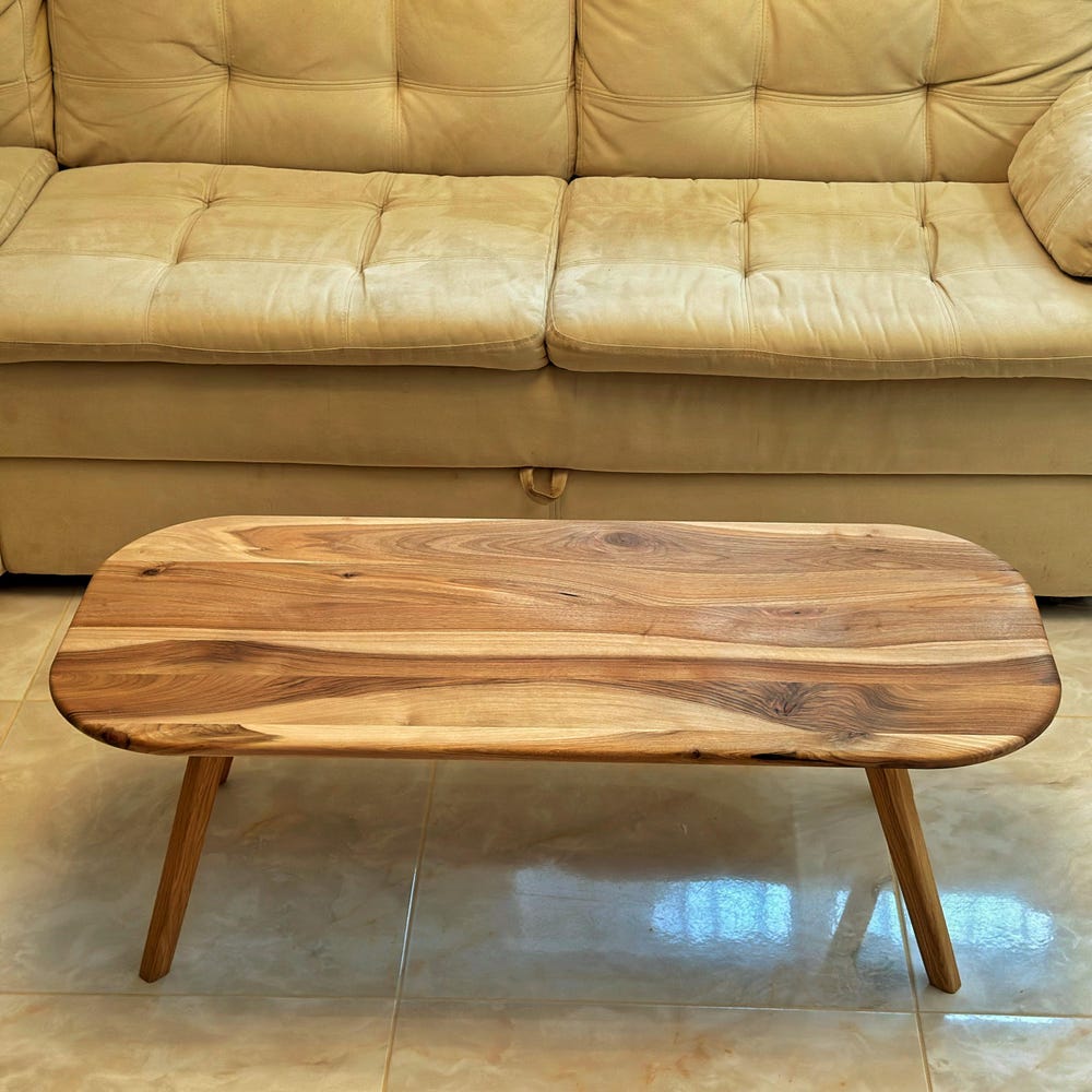 Coffee table - Walnut wood coffee table - Aesthetic coffee table - Unique coffee table-Minimalist coffee table - Scandi-style coffee table - Image 4