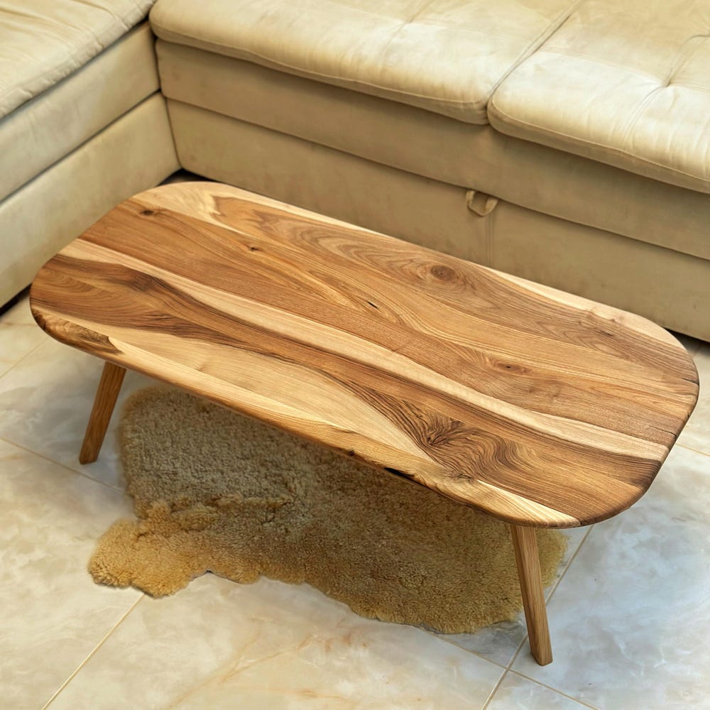 Coffee table - Walnut wood coffee table - Aesthetic coffee table - Unique coffee table-Minimalist coffee table - Scandi-style coffee table - Image 8