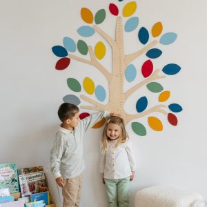 Stylish Growth Chart for Kids - Customizable Tree with Leaves, Nursery Decor, Baby Shower Decorations, First Christmas Gift, Preschool Class