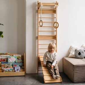 il_1000x1000.6409296398_nfd2.jpg Climbing Wall for Toddler Indoor playground, Nursery kids gym, Montessori furniture, Wooden Swedish Ladder, Balancing toy, Climber and slide