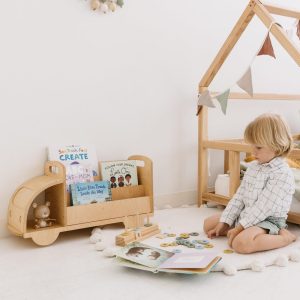 Christmas Gift for Toddler - Truck Bookcase, Montessori bookshelf, Unique Baby present, Nursery shelves, 1 year old gift, Waldorf furniture