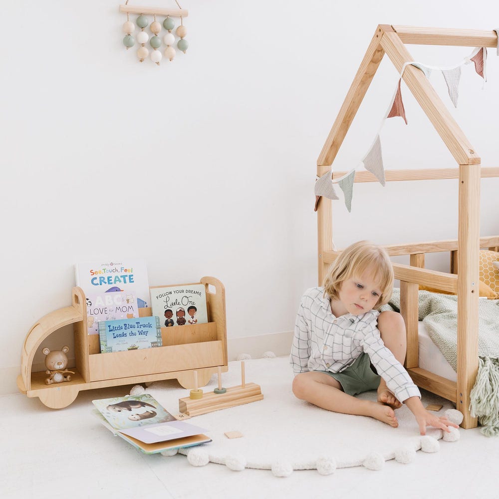 Christmas Gift for Toddler - Truck Bookcase, Montessori bookshelf, Unique Baby present, Nursery shelves, 1 year old gift, Waldorf furniture - Image 5