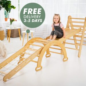 Montessori climbing triangle, Indoor Wooden playground for toddlers, Birthday gift for kids 1-7 years old