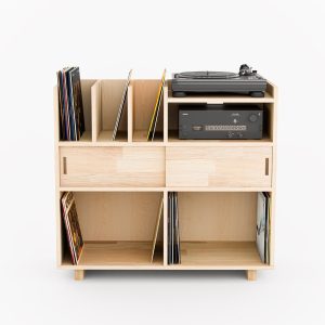 Vinyl Record Display Stand with Sliding Doors and Dividers, Turntable Stand, Record Storage, Turntable Stand, Record Cabinet, Stereo Rack