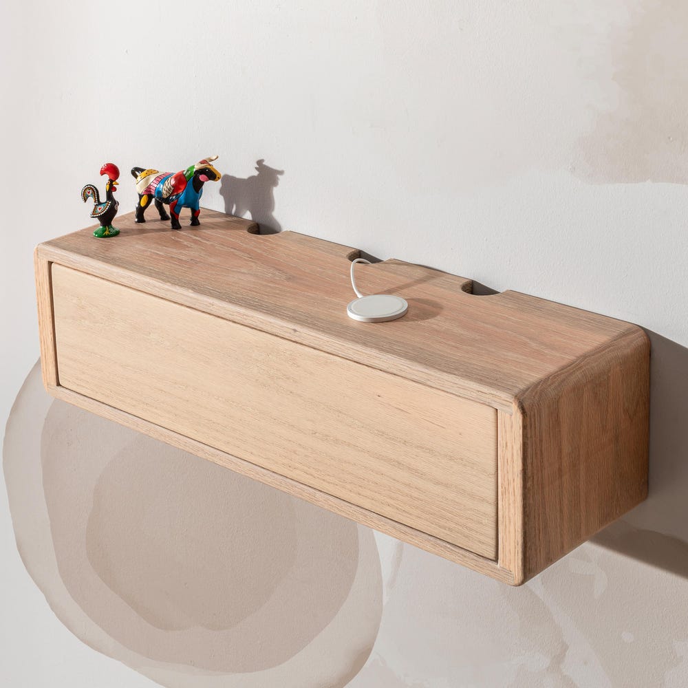 Oak Cord Box, Storage Shelf and Cord Organizer, Wooden Cord Box for Wall, Floating Cable Box Shelf, Cable Management, Wood Cable Hider - Image 3