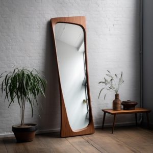 Real Walnut Wooden Frame Mirror,  Asymmetrical Mirror, Irregular Mirror,  Bathroom Mirror, Vanity Mirror, Wavy Mirror, Home Decor Mirror