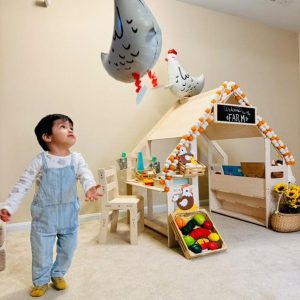 WALLY- Montessori Bookshelf / Kids Desk / Playhouse Combo- Montessori Shelf- Toddler Furniture- Indoor Play Tent - Kids Hideout- Playground!