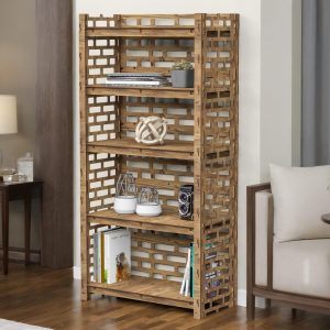 Bookshelf Wooden Shelf Bookcase Bookshelves Shelving Unit "BRICKWALL" (29.5"w 15"d) Hexagonica