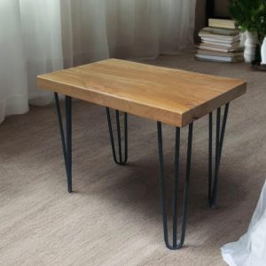 Handcrafted Solid Wood Coffee Table with Sleek Metal Hairpin Legs - Live Edge Coffe Table, Walnut Coffe Table, Living Room Coffe Table