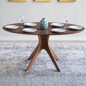 Oval Dining Table Midcentury Modern Pedestal Base Handmade In  Solid Walnut, Cherry, Mahogany or Oak Wood