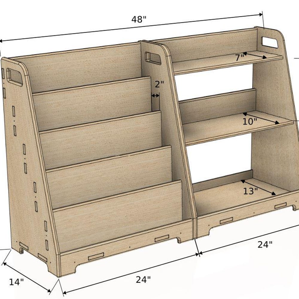 Made In USA! Montessori Bookshelf Toy Shelf Combo Set Montessori Wooden Furniture Wooden Bookshelf Toddler Birthday Gift Idea- LORI - Image 6