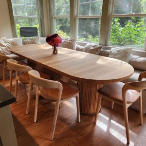Oval Extendable Dining Table, Oval Table on 3 Piece Pedestal Base, Oak Oval Dining Table, Wood Dining Table with Leaves, Oval Oak Tables