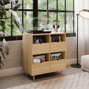 Record Credenza with Pull-Out Drawers in Solid Hard Maple