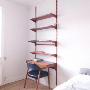 Teak shelving unit mid century wall unit shelf with desk modular shelf with rails Danish shelving shelf wall mounted 60s shelf with brackets