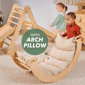 Montessori climbing arch with pillow, Wooden Montessori arch climber, Montessori gym, Toddler climber Climbing arch pillow Arch cushion