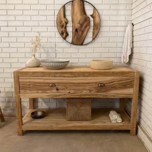 Handmade Rustic Barnwood Bathroom Vanity with Reclaimed Wood, Custom Wooden Bathroom Vanity Sink, Handcrafted Double Sink Vanity With Drawer