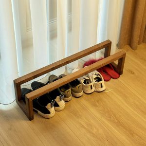 Solid Oak Shoe Rack in Custom Color – Handmade, Durable Shoe Organizer for Entryway or Closet Storage