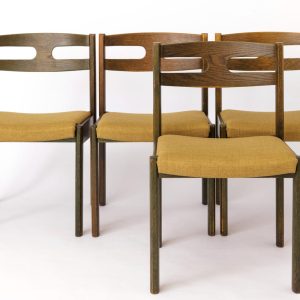 Set of 4 Vintage Dining Chairs by Esko Pajamies for Asko, 1960s, Green Spruce Wood & Light Green Upholstery