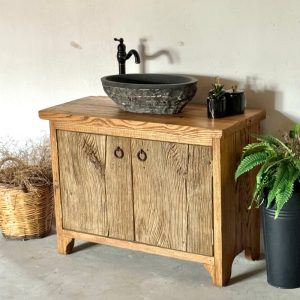 Barn Wood Bathroom Vanity Cabinet, Farmhouse Vanity Bathroom Storage, Reclaimed Wood Vanity Unit