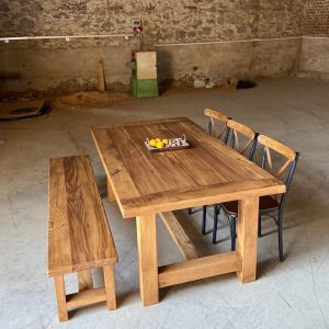 Farmhouse Dining Table Set, Reclaimed Furniture Dining Table Rustic, Rustic Wood Dining Table and Bench, Patio Dining Table, Barnwood Table