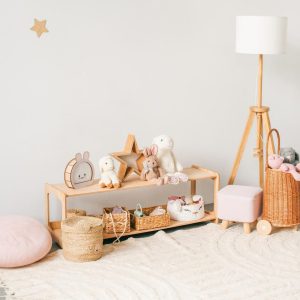 Low shelf for nursery, Montessori furniture, Toys storage, Toddler bookcase, Wooden bookshelf, Open 2 Tier Shelf, Preschool Class Furniture