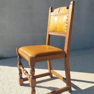 Vintage Dining Chair / Rustic Dining Chair/ Vintage Cottage Chair/ Massive and Leather Chair/ Retro Chair/ MCM Chair/ Rustic Design/70's