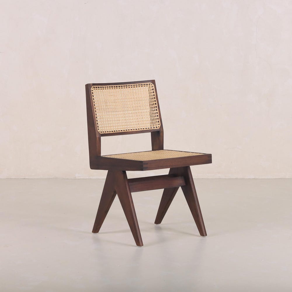 Chandigarh Capitol Cane Chair - Teak and Handwoven Rattan - Image 9