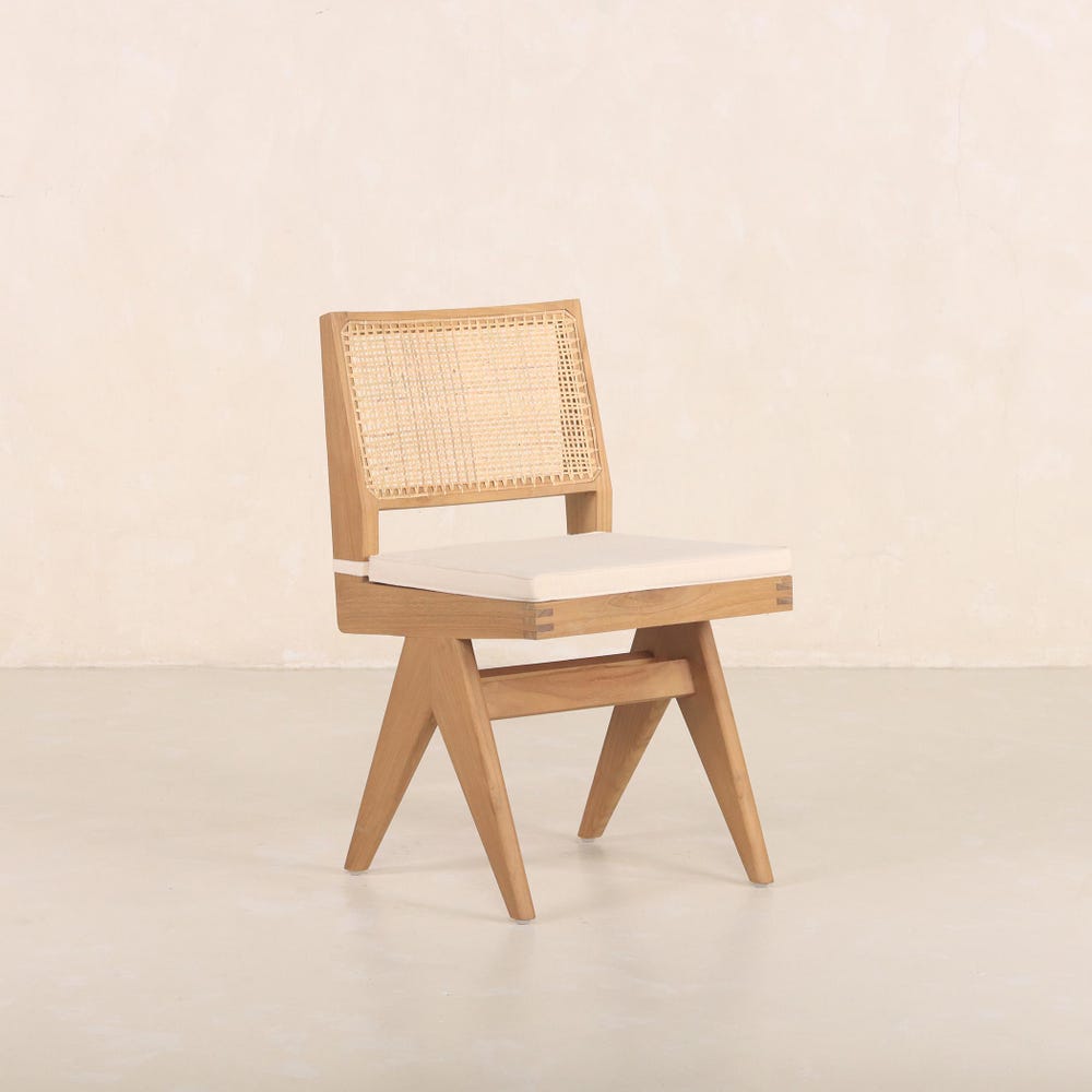 Chandigarh Capitol Cane Chair - Teak and Handwoven Rattan
